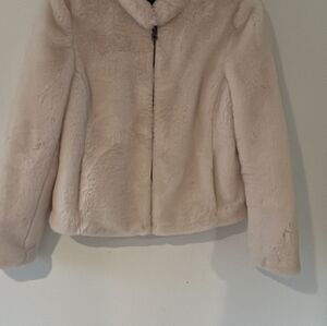Elegant Cream Faux Fur Jacket